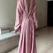 Elegant Flowy Long Sleeve Dress For Women - Soft Cotton-Polyester Blend, Sweet & Feminine, Comfortable High Waist, Versatile For Fall & Everyday Wear_ecoleips.com