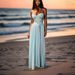 Women Summer V Neck Pleated Long Maxi Dress Elegant Strapless Backless Bodycon Formal Party Evening Gown Dress For Women_ecoleips.com