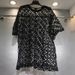 Women's Lace Mesh Shirt Short Sleeve, Breathable Crochet Knit Top With Beaded Details, Lightweight Cover-Up For Summer_ecoleips.com