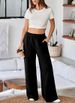Women's High-Waisted Wide Leg Pants Autumn/Winter plus Size Elastic Waist Loose Fit European American Style Commuter Trousers_ecoleips.com