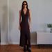 Elegant V-Neck Sleeveless Knit Dress - Breathable Viscose High Waist Bodycon Summer Dress For Women In Solid Colors (Pink/Green/Brown/Yellow)_ecoleips.com