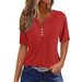 's Best-selling Spring-summer Loose-fitting T-shirt With V-neck, Three-button Print, Short-sleeved European And_ecoleips.com