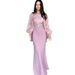 Modest Evening Dress Women's Summer Elegant Solid Color Beaded Bell Sleeve Evening Dress European American Style Muslim Fashion_ecoleips.com