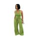 Women's Summer Halter Neck Two-Piece Set High-Waisted Wide-Leg Pants Outfit with Pockets_ecoleips.com