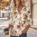 2026 Spring/Summer European And American Cross-Border Trade New Women's Casual Loose Fashion V-Neck Printed Shirt_ecoleips.com