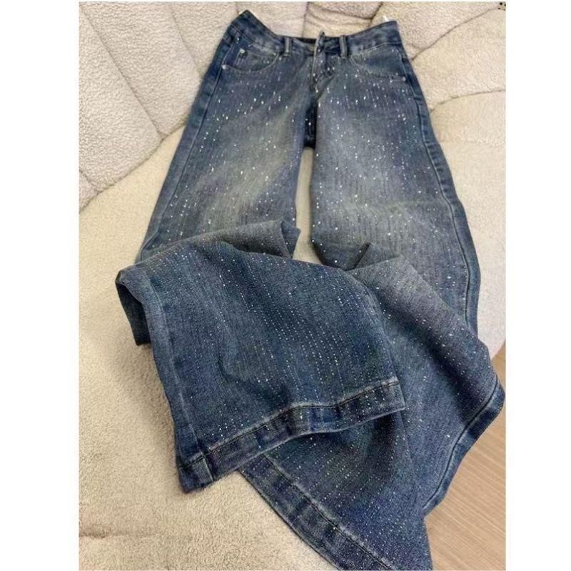 High Waist Flared Jeans For Petite Women - Winter Warm Fleece Lined & Star Embellished Wide Leg Pants_ecoleips.com