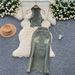 Women's Clothing Retro Halterneck Sleeveless Lapel Raw Edge Denim Top Two Piece Set Slit Slim Skirt_ecoleips.com
