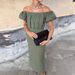Summer Fashion Off Shoulder High Waist Banquet Dress Simple Casual Maxi Dress Office Temperament Puff Sleeve Women's Long Dress_ecoleips.com