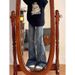 2025 New American Retro Butterfly Embroidery Micro-cropped Jeans Female Summer Large Size High Waist Slim Wide Leg Pants_ecoleips.com
