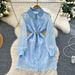 Women's Clothing Heavy Hollow Hook Embroidery Waist Single Breasted Dress Elegant Skirt_ecoleips.com