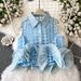 Women's Clothing Fashionable Tops In Summer Temperament Heavy Duty Three Dimensional Flower Bud Stitching Thin Plaid Sleeveless Shirt_ecoleips.com