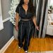 Women's Stylish Contrast Stitch Woven Top & Wide Leg Elastic Waist Pants Set - Trendy Two-Piece Outfit For Casual & Streetwear_ecoleips.com