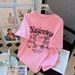 plus Size Women's Short Sleeve T-Shirt Cute Cartoon Print Flowy Loose Fit Tummy Control Casual Top for Curvy Figures_ecoleips.com