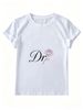 Women Crew Neck Short Sleeve T Shirt Cursive Dr Letter Outline Rose Floral Graphic Tee Minimalist Elegant Vintage Loose Casual Daily Streetwear Tops_ecoleips.com