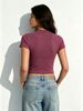 Abstract Swirling Star-shaped Cropped T-shirt, Women's Slim-fit Round Neck High-waisted Top, Basic Casual Short-sleeved Style._ecoleips.com