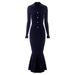 Women's Clothing Autumn And Winter New Polo Collar Wine Red Knitted Dress Body Slim Long Skirt Temperament Hip Fishtail Skirt_ecoleips.com