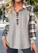 Women's Clothing Autumn Plaid Striped Stitching Retro Pullover Sweater T Shirt_ecoleips.com