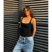 Summer Sexy Hot Girl Vest European American Style Stretch Slim Square Neck Exposed Collarbone Casual Shoulder Wide for Women_ecoleips.com