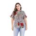 New Plus Size Women's Clothing, Printed Fitted Top For Plus Size Women, Short Sleeved Shirt With Straps_ecoleips.com