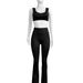 Women's High Waist Short Top Three Piece Suit Micro Flared Casual Sports Set Basic Solid Color_ecoleips.com