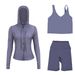 Women's 3-Piece Hooded Workout Set – Breathable Hoodie, U-Back Sports Bra & 5" Biker Shorts For Yoga, Running & Gym (S-Xxxl, 40+ Colors)_ecoleips.com