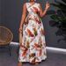 Women's plus Size Slimming Long Dress High Waist round Neck Sleeveless Floral Print New Style Clothing_ecoleips.com