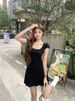 New Women Slim Temperament Purple Black Mini Dress Sexy Summer Knit Waist Skirt Spice Girls Dresses Bodycon Dress High Quality_ecoleips.com