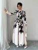 Women's New Hot Sale Fashion Slim Long Skirt Printed Waist Long Sleeve Dress_ecoleips.com