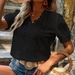 Women's Clothing Summer New Solid Color Short Sleeved Hollow Shirt_ecoleips.com
