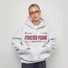 Women's Clothing Oversized Letter Print Hoodie - Soft Cotton Pullover Sweatshirt With Kangaroo Pocket, Casual Loungewear For Women (Ash Grey, M-XXXL)_ecoleips.com