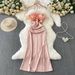 Unique High-End Three Dimensional Floral Strapless Halter Dress Elegant Autumn Slit Wedding Gown For Women_ecoleips.com