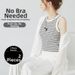Summer Thin Women's Integrated Vest D29 Bra Cup Striped Padded Chest Wide Shoulder Waist Length Short Tank Top Camis_ecoleips.com