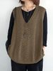 Plus Size Hollow Knit Vest, Loose V-Neck Sleeveless Top, Casual Layering Waistcoat_ecoleips.com