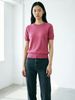 Lightweight Airy Solid Crew Neck Loose Short Sleeve Knit Tee_ecoleips.com