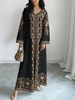 plus Size Middle Eastern Gown Western Fashion V-Neck Printed Women's Dress For Commute Loose Vacation Style Long Sleeve Dress_ecoleips.com