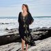Women's Floral Collar Beach Kaftan - Pullover Bikini Cover-Up With Sun Protection, Summer Swimwear_ecoleips.com