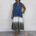 Independent Website Tie Dye Tencel Denim Long Sleeveless Blue And White Dress For Women_ecoleips.com