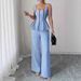 Elegant Two-Piece Set Sexy Strapless Camisole And Wide Leg Pants Solid Color European And American Style Foreign Trade Women's Clothing_ecoleips.com