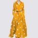 Women's Clothing Autumn Lapel Long Sleeve Ladies Elegant Polka Dot Fashion Beltless Dress Casual Holiday Dress_ecoleips.com