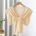 Women's Clothing Fashionable And Versatile Knitted Knotted Outer Wear Knitted Shawl Female New Air Conditioned Room Shoulder Guard Waistcoat_ecoleips.com