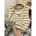 Women's Clothing Pure Desire Hot Girl Style High Waist Navel Baring Short Striped Vest Female Summer New Slim Fit Inner Sleeveless Top_ecoleips.com