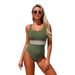 Women's One Piece Swimsuit European American Style Tight Fit Conservative Bikini Wholesale Best Selling Summer Spring Autumn Polyester Simple Style Vacation Style_ecoleips.com