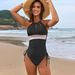 Women’s Clothing New Solid Color Splicing One Piece Swimsuit Accessories Belt One Piece Swimsuit_ecoleips.com