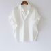 Women's Clothing Retro Style Women's Short Sleeve Shirt Summer Fashion Loose Batwing Sleeve Collar Top All Match White_ecoleips.com