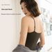 Lace V-neck Ribbed Tank Top With Cups For Women, Thin Shoulder Straps, Brushed Fabric, Skin-friendly, Warm, Slim-fit,_ecoleips.com