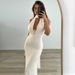European And American Best-Selling Women's Clothing 2025 Summer New Sexy Deep V Halter Neck Ribbon Slim Sleeveless Dress_ecoleips.com