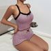 Women's Clothing Hot Sale Fashion Leisure Home Set Spring and Summer Bowknot Suspender Top Shorts Two piece Set_ecoleips.com