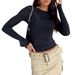 casual Long Sleeved Spring And Autumn Solid Color Slim Fitting Pullover T-shirt Women's Street Top_ecoleips.com