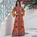 Women's Long Sleeve V-Neck Jalabiya Dress – Flowy Maxi Dress With Ethnic Print (Polyester, S-Xxl, Multi-Color)_ecoleips.com