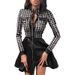 Women's Patchwork Waist Dress Autumn Winter Fashion PU Leather_ecoleips.com